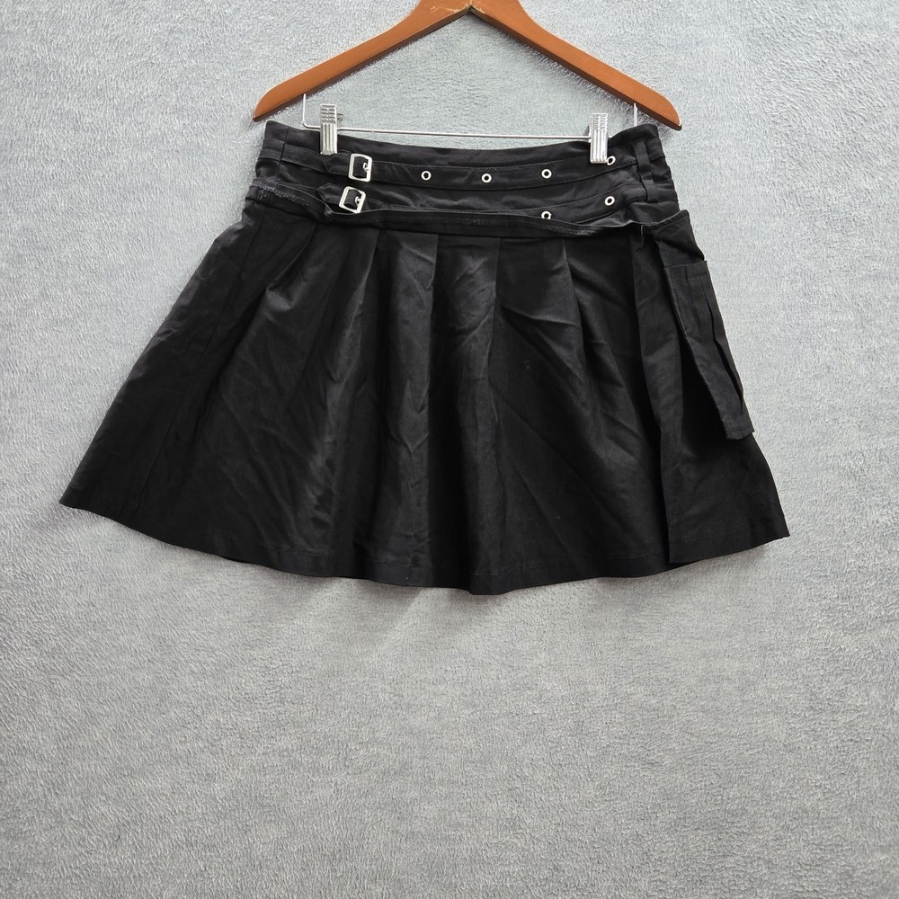 Killstar Women Skirt XL Black Mini Grunge Buckle Skater‎ Goth Whimsigoth Y2K